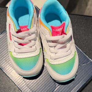 Reebok Kids' White, Green, and Pink Sneakers